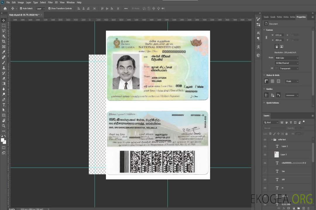 Carte d'identité du Sri Lanka template Carte d'identité du Sri Lanka template